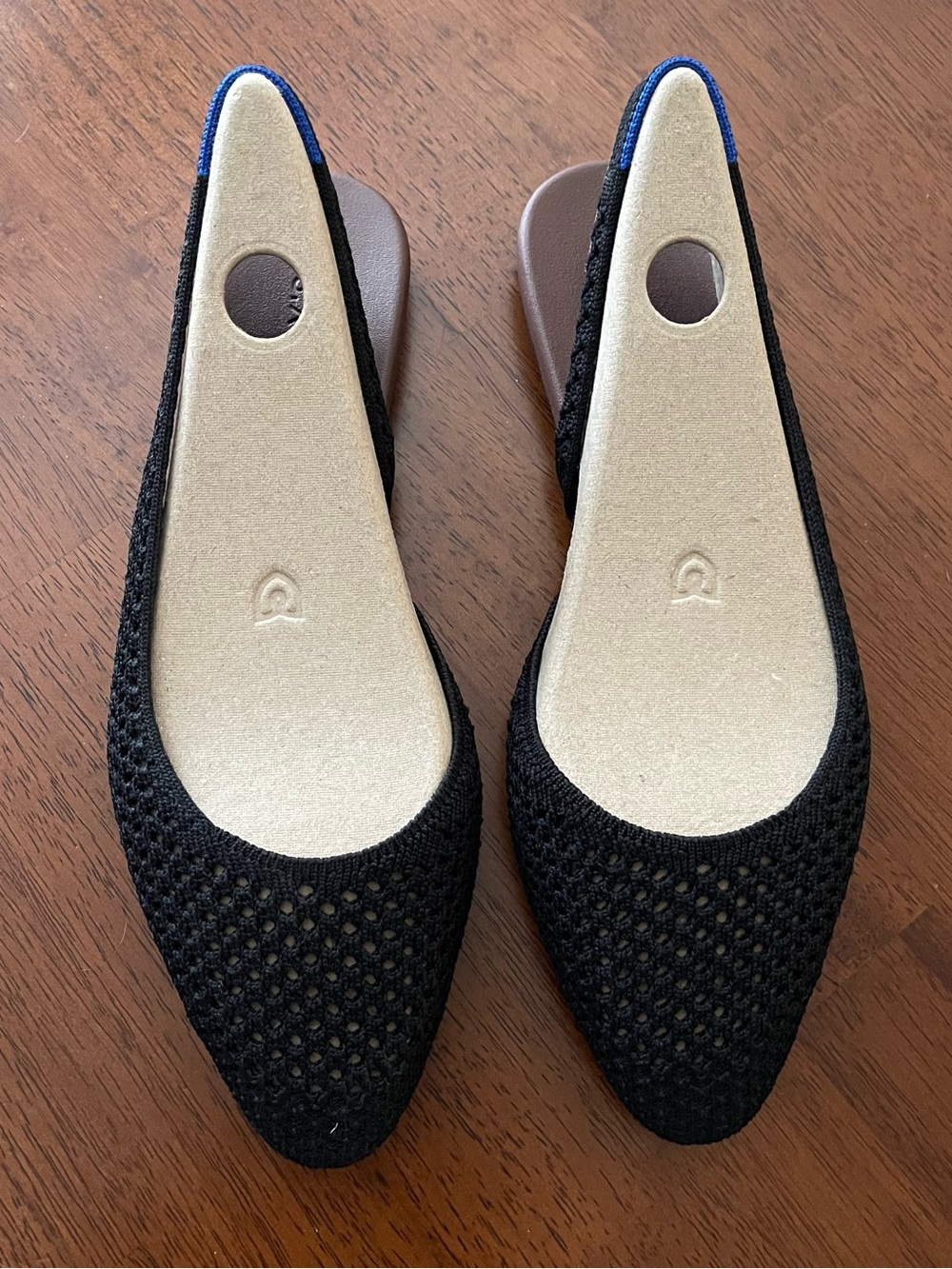 Rothy’s Women's Black Knit Pointed-Toe Almond Slingback Flats